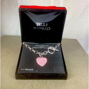 Truly Inspired Swarovski Crystals Pink Heart Necklace
